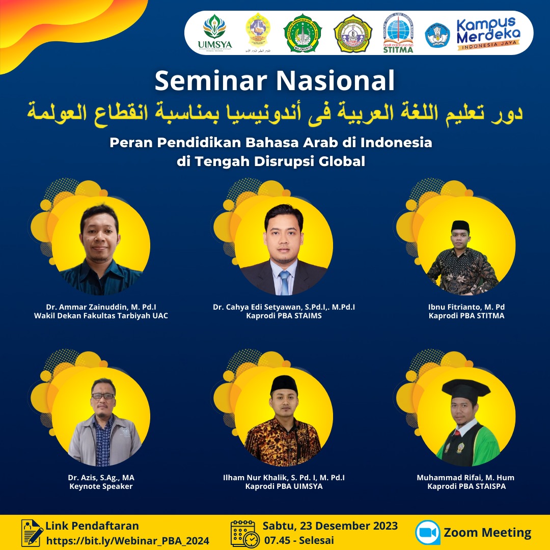 webinar nasional ”Peran Pendidikan Bahasa Arab Di Indonesia Ditengah Disrupsi Global”